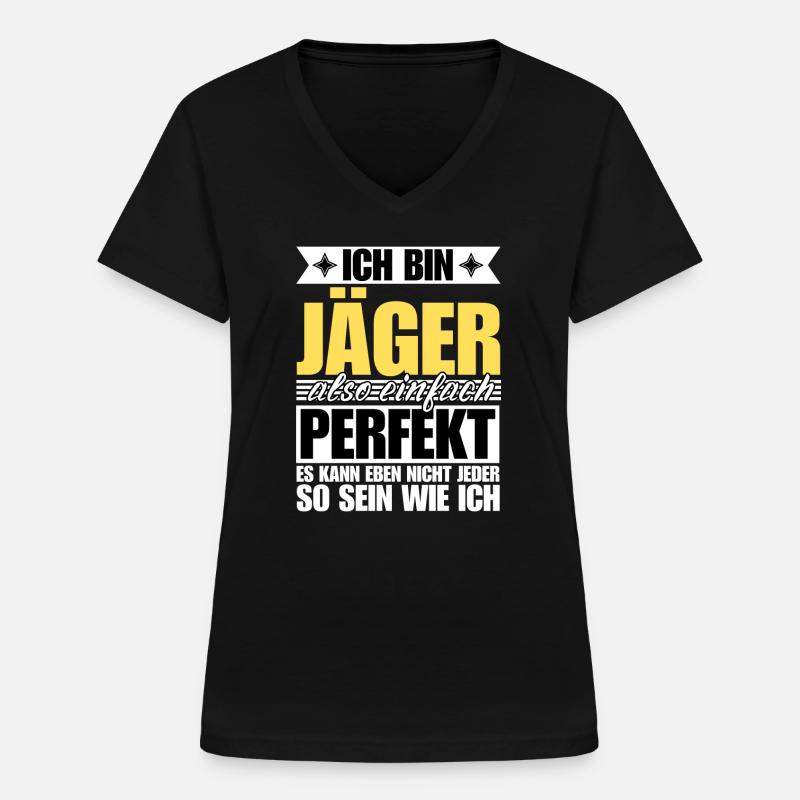 Perfekter Jäger - Frauen-T-Shirt mit V-Ausschnitt - Schwarz