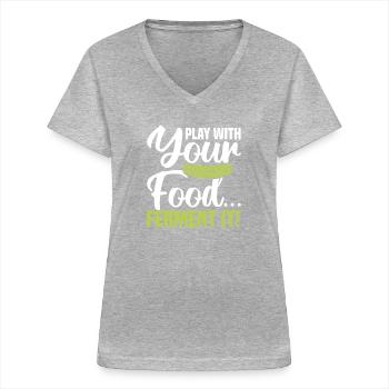 Gurken - Frauen-T-Shirt mit V-Ausschnitt - Grau meliert - Vorne - Lela (165cm)