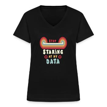 Daten Analytiker Datenschutz Beauftragter - Frauen-T-Shirt mit V-Ausschnitt - Schwarz - Vorne - Lela (165cm)