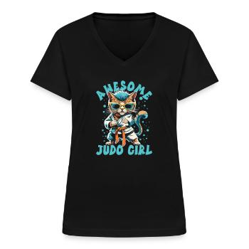 Judo - Women's V-neck T-shirt - black - Front - Lela (165cm)