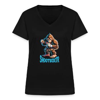Poing nu - T-shirt col V Femme - noir - Devant - Lela (165cm)