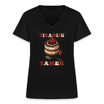 Cuisine italienne - T-shirt col V Femme - noir - Devant - Lela (165cm)