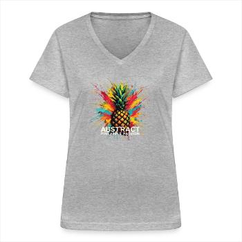 Früchtchen - Frauen-T-Shirt mit V-Ausschnitt - Grau meliert - Vorne - Lela (165cm)