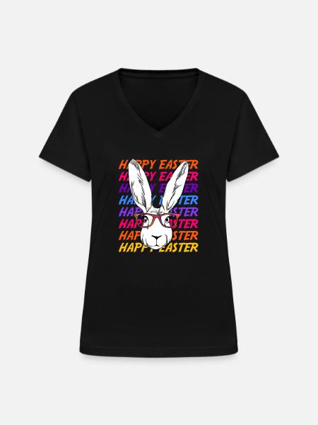 Ostern - Frauen-T-Shirt mit V-Ausschnitt - Schwarz