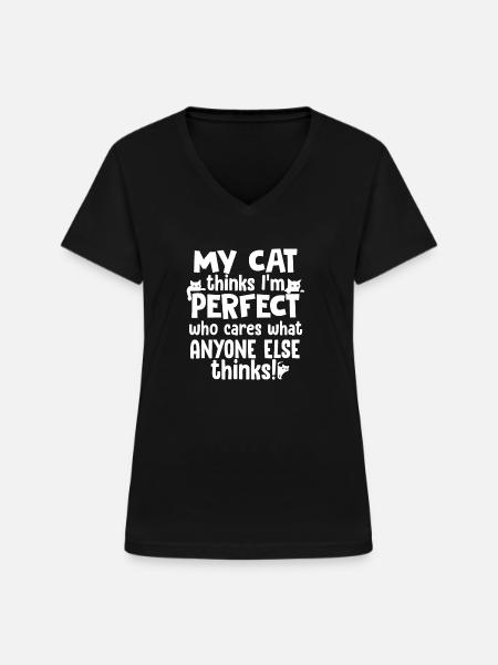 Katze Lustig Geschenk - Frauen-T-Shirt mit V-Ausschnitt - Schwarz