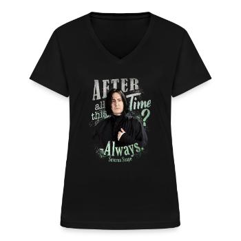 Harry Potter Serverus Snape Always. - Frauen-T-Shirt mit V-Ausschnitt - Schwarz - Vorne - Lela (165cm)