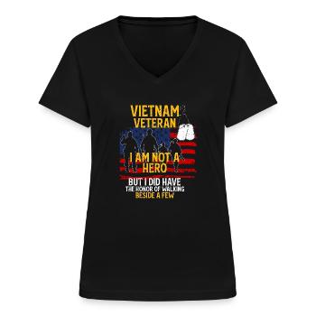 Vietnam Veteran - Women's V-neck T-shirt - black - Front - Lela (165cm)