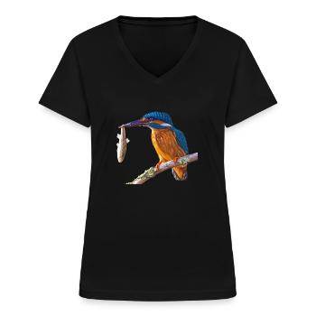 kingfisher eisvogel - Frauen-T-Shirt mit V-Ausschnitt - Schwarz - Vorne - Lela (165cm)