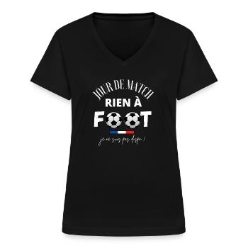 Humour football supporter, jour de match drôle - T-shirt col V Femme - noir - Devant - Lela (165cm)