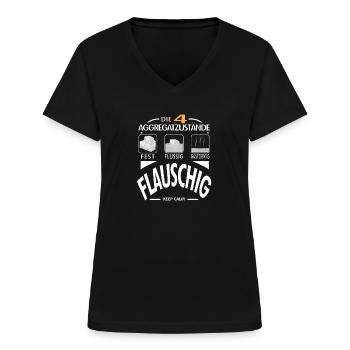Physik 4 Aggregatzustände Flauschig Dick Geschenk - Frauen-T-Shirt mit V-Ausschnitt - Schwarz - Vorne - Lela (165cm)