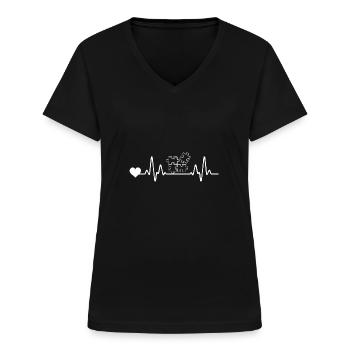 Puzzlefan Puzzler Puzzleteile Herzschlag Puzzle - Frauen-T-Shirt mit V-Ausschnitt - Schwarz - Vorne - Lela (165cm)