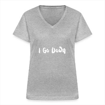 Je descends - Plongée - T-shirt col V Femme - gris chiné - Devant - Lela (165cm)
