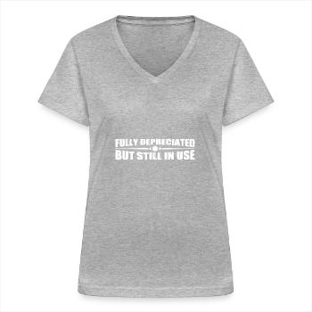 Fully Depreciated But Still In Use 12 - Frauen-T-Shirt mit V-Ausschnitt - Grau meliert - Vorne - Lela (165cm)