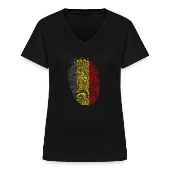 Belgien - Frauen-T-Shirt mit V-Ausschnitt - Schwarz - Vorne - Lela (165cm)
