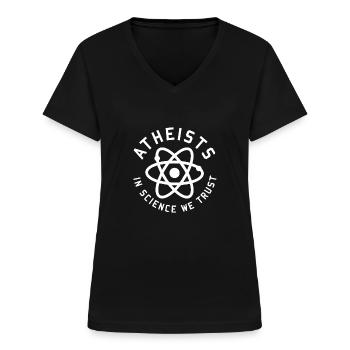 Atheismus Wissenschaft Religion dumm Geschenk Nerd - Frauen-T-Shirt mit V-Ausschnitt - Schwarz - Vorne - Lela (165cm)