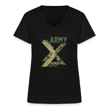 Soldat - T-shirt col V Femme - noir - Devant - Lela (165cm)