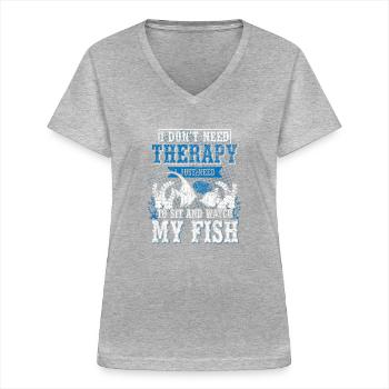 Aquarium - T-shirt col V Femme - gris chiné - Devant - Lela (165cm)