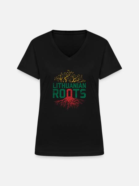 Litauen Wurzeln - Frauen-T-Shirt mit V-Ausschnitt - Schwarz