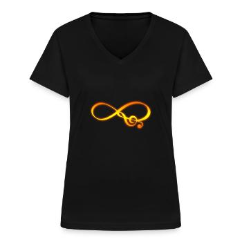 Musik Unendlichkeit - Frauen-T-Shirt mit V-Ausschnitt - Schwarz - Vorne - Lela (165cm)