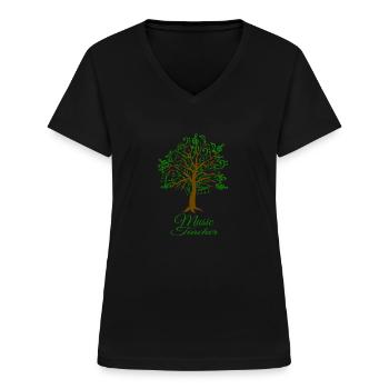 Music teacher tune - Women's V-neck T-shirt - black - Front - Lela (165cm)