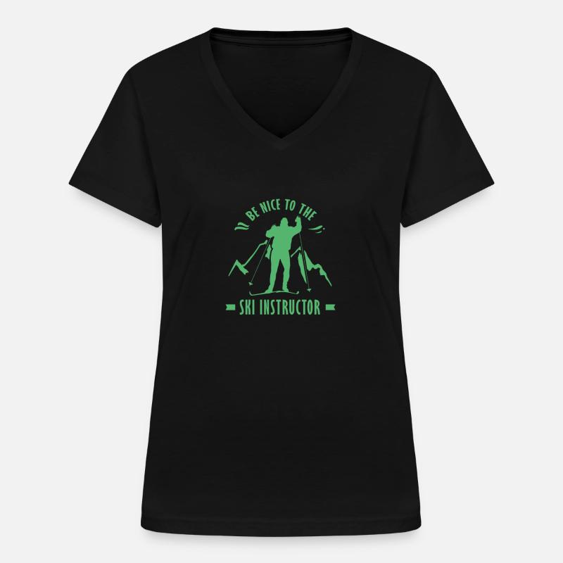 Ski instructor Ski instructor Ski instructor Ski instructor - Women's V-neck T-shirt - black