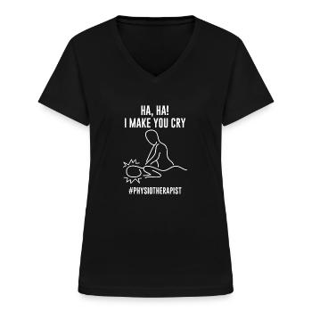 Physiothérapie Massage - T-shirt col V Femme - noir - Devant - Lela (165cm)