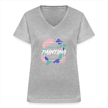 Maler - Frauen-T-Shirt mit V-Ausschnitt - Grau meliert - Vorne - Lela (165cm)