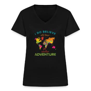 Reisen - Frauen-T-Shirt mit V-Ausschnitt - Schwarz - Vorne - Lela (165cm)