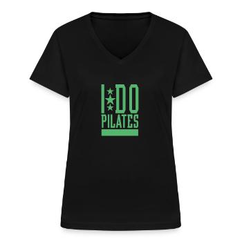 Pilates Pilates Pilates Pilates - Frauen-T-Shirt mit V-Ausschnitt - Schwarz - Vorne - Lela (165cm)