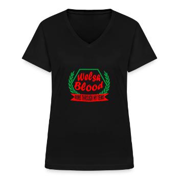 Wales Geschenkidee - Frauen-T-Shirt mit V-Ausschnitt - Schwarz - Vorne - Lela (165cm)
