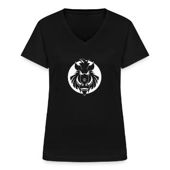 Wildschwein Keiler Frischling Jäger Wald Geschenk - Frauen-T-Shirt mit V-Ausschnitt - Schwarz - Vorne - Lela (165cm)