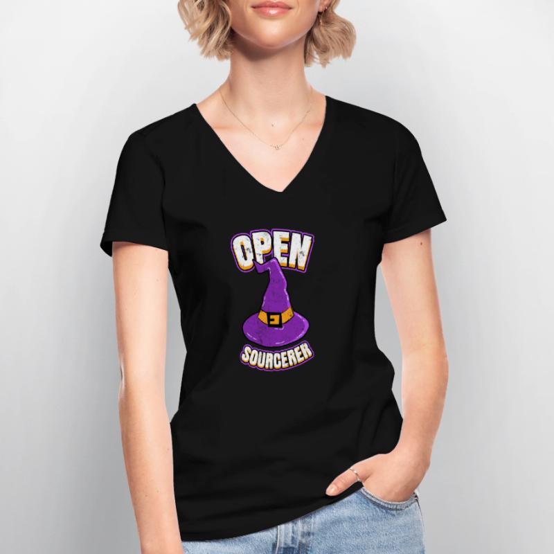 Programmeurs open source Hacker T-shirt col V Femme