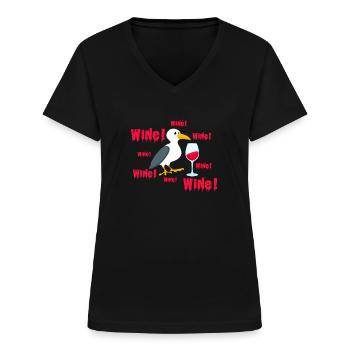 Möwen - Frauen-T-Shirt mit V-Ausschnitt - Schwarz - Vorne - Lela (165cm)