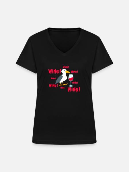 Möwen - Frauen-T-Shirt mit V-Ausschnitt - Schwarz