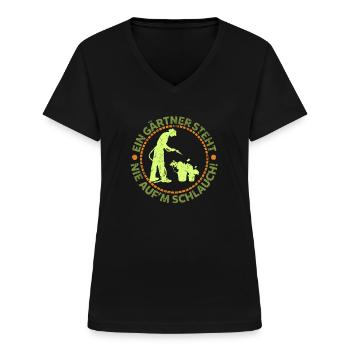 Jardinier Jardinage - T-shirt col V Femme - noir - Devant - Lela (165cm)