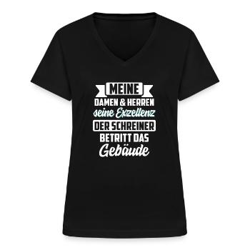 Schreiner Tischler Handwerk Handwerker Geschenk - Frauen-T-Shirt mit V-Ausschnitt - Schwarz - Vorne - Lela (165cm)