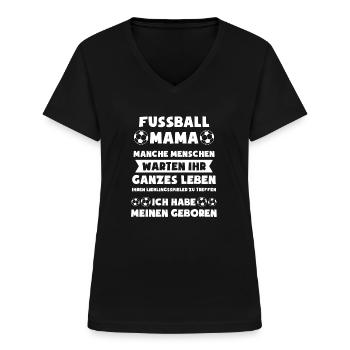 Fussball Mama Fussballmannschaft Geschenk - Frauen-T-Shirt mit V-Ausschnitt - Schwarz - Vorne - Lela (165cm)