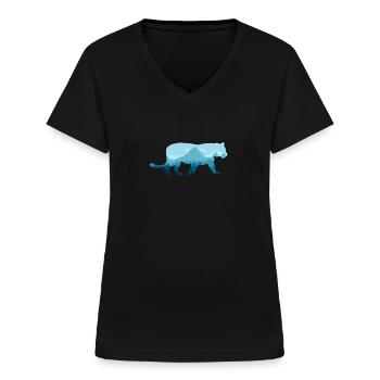 Wildkatze - Frauen-T-Shirt mit V-Ausschnitt - Schwarz - Vorne - Lela (165cm)