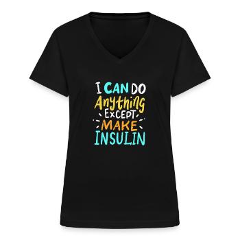 Diabète sucré cadeau d'insuline diabétique - T-shirt col V Femme - noir - Devant - Lela (165cm)