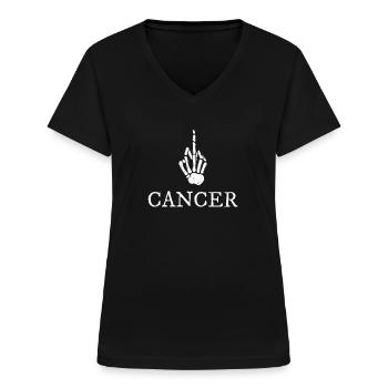 Kampf gegen Krebs Chemo Mittelfinger Geschenk - Frauen-T-Shirt mit V-Ausschnitt - Schwarz - Vorne - Lela (165cm)