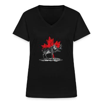 Canada - Women's V-neck T-shirt - black - Front - Lela (165cm)