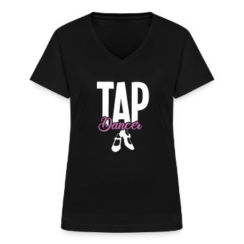 Tap Dancing Womens - Tap Dancer - T-shirt col V Femme - noir - Devant - Lela (165cm)
