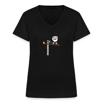 Vögel Spruch Lustig Der Hat WLAN Vogel Spatzen - Frauen-T-Shirt mit V-Ausschnitt - Schwarz - Vorne - Lela (165cm)