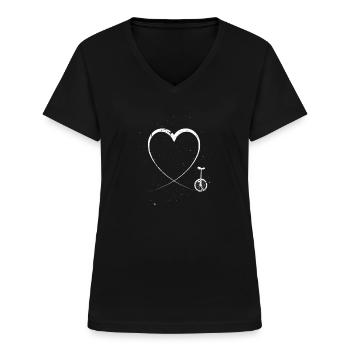 Ich liebe Einradfahren Einrad - Frauen-T-Shirt mit V-Ausschnitt - Schwarz - Vorne - Lela (165cm)