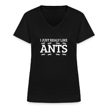 Ameisen - Frauen-T-Shirt mit V-Ausschnitt - Schwarz - Vorne - Lela (165cm)