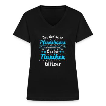 Noriker Pferd Pferde Pferdesprüche Lustig Geschenk - Frauen-T-Shirt mit V-Ausschnitt - Schwarz - Vorne - Lela (165cm)