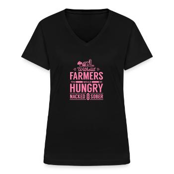 Farmer demonstration farmer protest farmers - Women's V-neck T-shirt - black - Front - Lela (165cm)