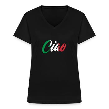 Italie - T-shirt col V Femme - noir - Devant - Lela (165cm)