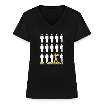 Be Different Posaunen Spieler Posaune T-Shirt - Frauen-T-Shirt mit V-Ausschnitt - Schwarz - Vorne - Lela (165cm)