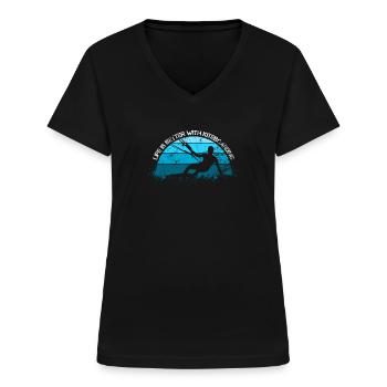 Kiteboarder - Frauen-T-Shirt mit V-Ausschnitt - Schwarz - Vorne - Lela (165cm)